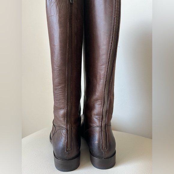 Frye Melissa Brown Leather  black Zip Ridding boots size 7 - Picture 3 of 15
